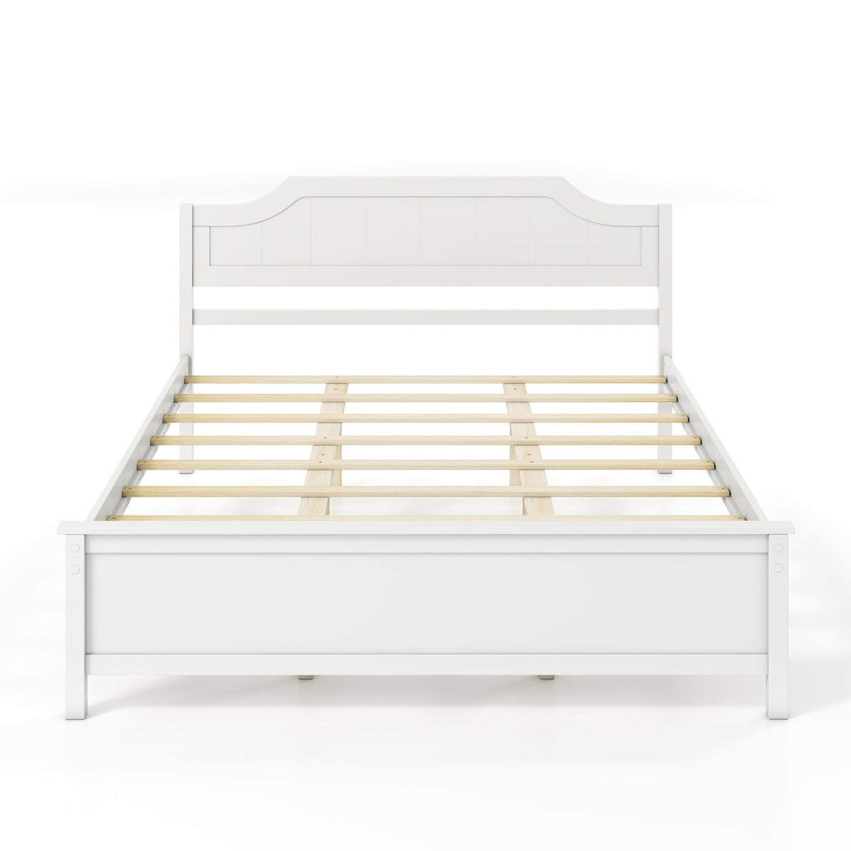 Multiple Size Solid Wood Platform Bed Frame with Headboard in White-Queen Size view 4