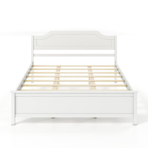 Multiple Size Solid Wood Platform Bed Frame with Headboard in White-Queen Size view 4