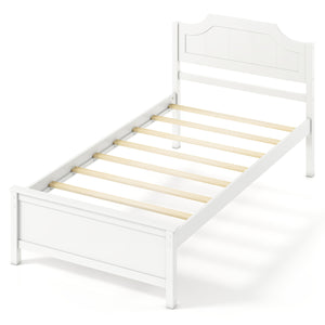 Multiple Size Solid Wood Platform Bed Frame with Headboard in White-Twin Size