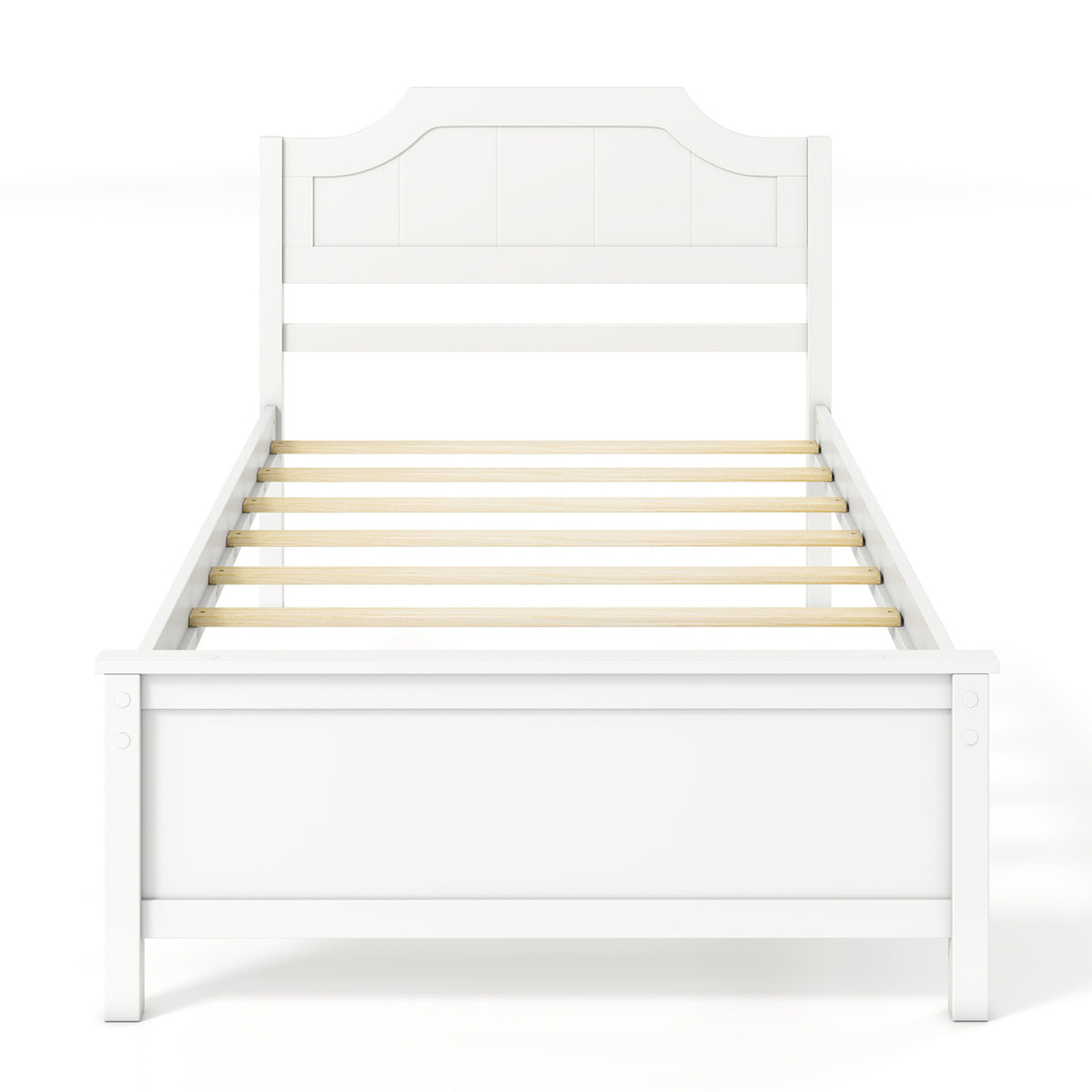 Multiple Size Solid Wood Platform Bed Frame with Headboard in White-Twin Size view 4