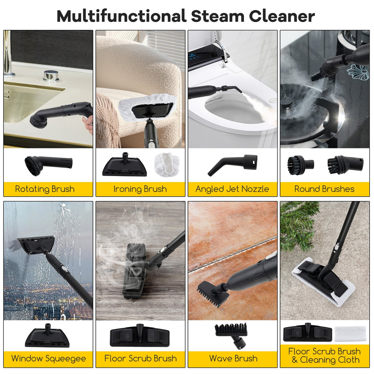 Multipurpose Steam Cleaner 1800W Portable Household Steamer with 61 oz Tank-Gray & White view 5