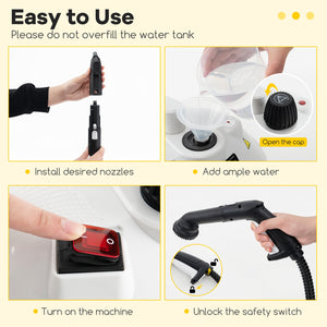 Multipurpose Steam Cleaner 1800W Portable Household Steamer with 61 oz Tank-Gray & White view 9