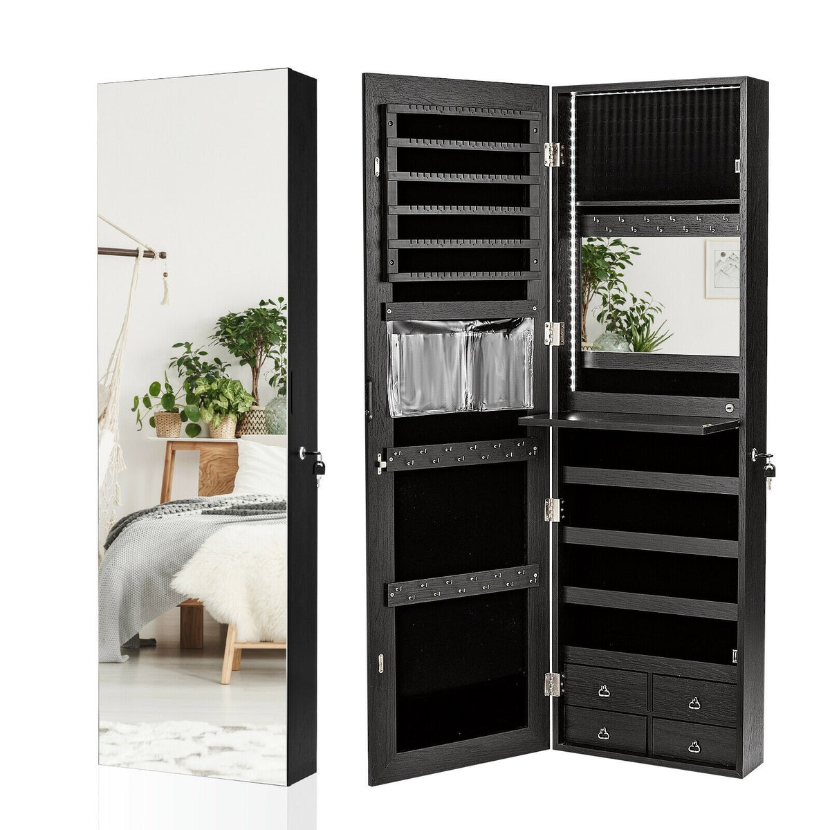 Multipurpose Storage Cabinet with 4 Drawers-Black view 4