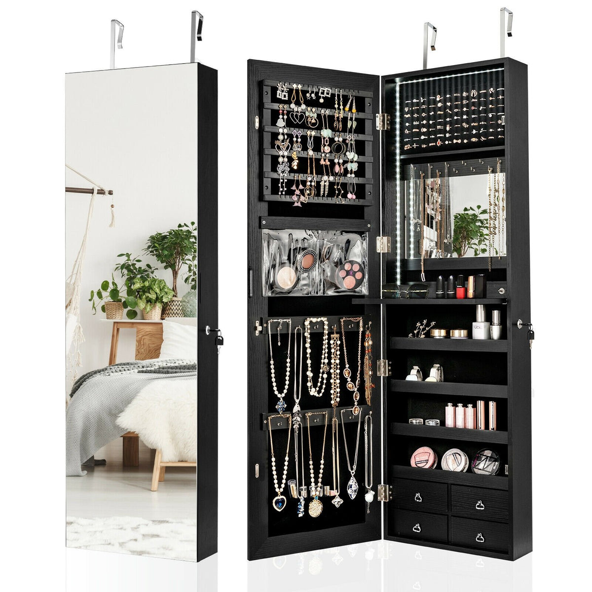 Multipurpose Storage Cabinet with 4 Drawers-Black view 8