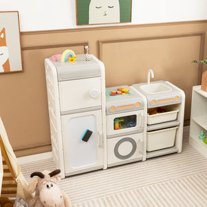 Multipurpose Toy Chest and Bookshelf with Magnetic Whiteboard-Gray view 2