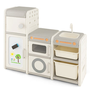 Multipurpose Toy Chest and Bookshelf with Magnetic Whiteboard-Gray view 3