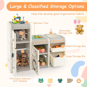 Multipurpose Toy Chest and Bookshelf with Magnetic Whiteboard-Gray view 6