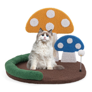 Mushroom Cat Bed Cat Claw Scratcher with Wide Bed and Sisal Scratch Panel-Multicolor view 4
