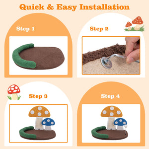 Mushroom Cat Bed Cat Claw Scratcher with Wide Bed and Sisal Scratch Panel-Multicolor view 8