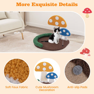 Mushroom Cat Bed Cat Claw Scratcher with Wide Bed and Sisal Scratch Panel-Multicolor view 9