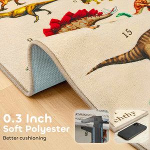Qaba Large Play Mat 79" x 59", Crawling Mat for Toddlers, Living Room and Bedroom with Dinosaur Pattern