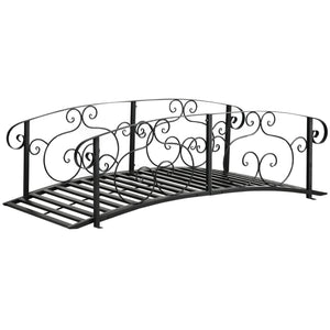 6FT Steel Garden Bridge with Safety Siderails, Decorative Arc Landscaping Bridge for Backyard Creek Stream