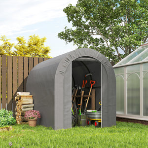 5' x 8' Outdoor Storage Shed, Heavy Duty Galvanized Steel Portable Shed for Bike, Motorcycle, Garden Tools – view 14
