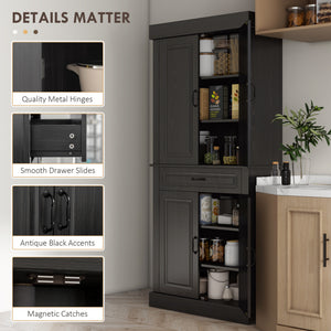 71" Freestanding Kitchen Pantry with 4 Doors and 2 Cabinets, Tall Storage Cabinet for Kitchen – view 5