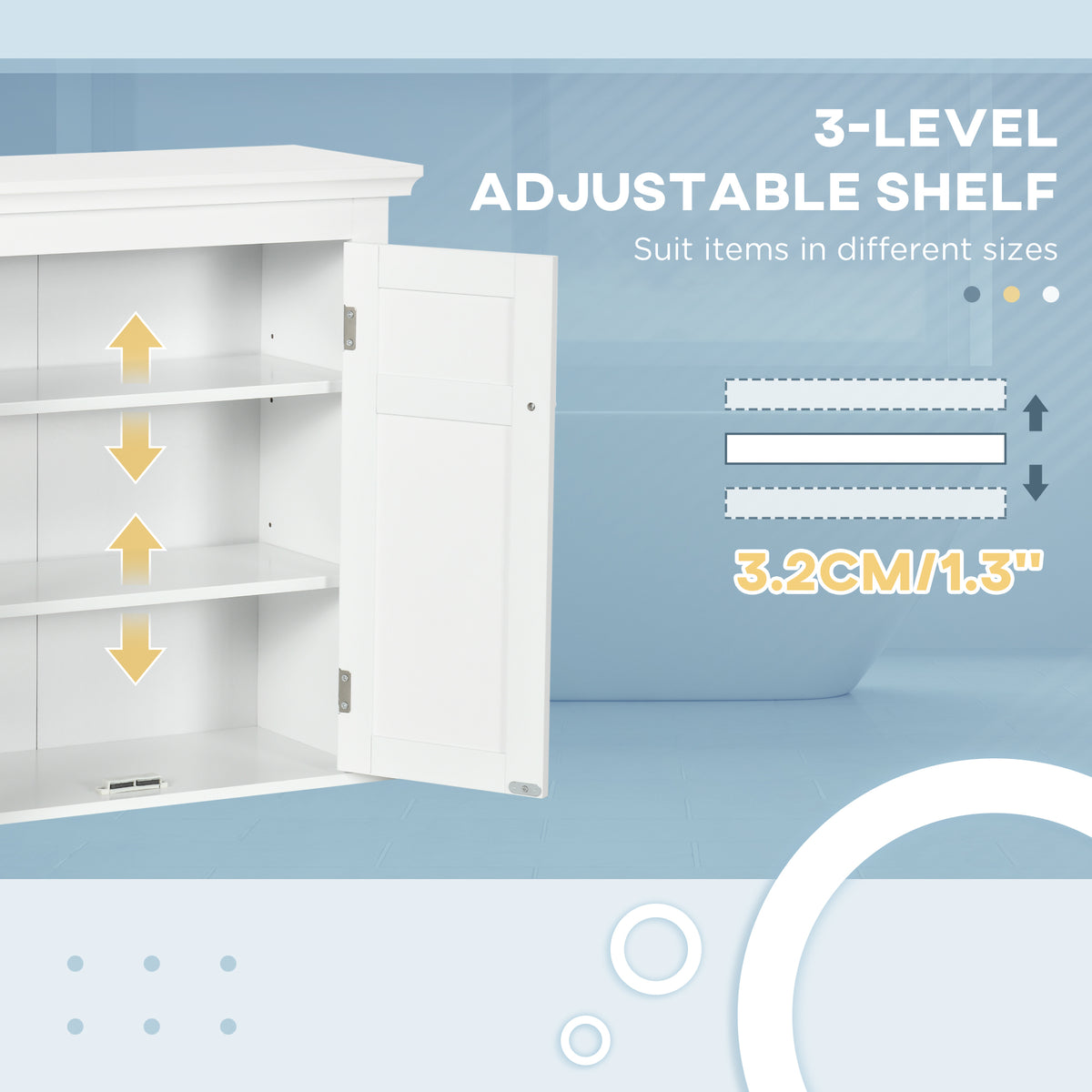 Bathroom Cabinet, Medicine Cabinet, Over Toilet Storage Cabinet with Adjustable Shelves for Entryway, White