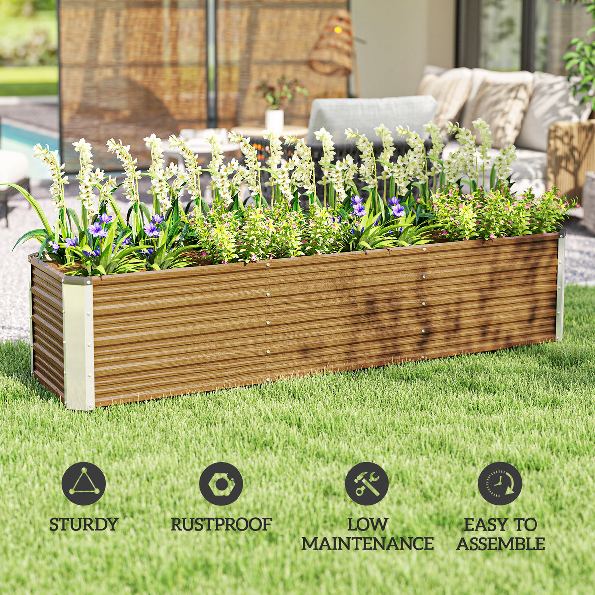 6' x 1.5' x 1.3' Galvanized Raised Garden Bed, Elevated Large Metal Planter Box w/ Install Gloves for – view 19