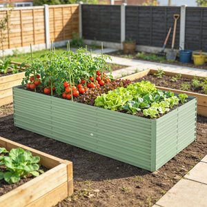 8' x 4' x 2' Raised Garden Bed, Galvanized Planter Box for Growing Flowers, Herbs and Vegetables, Light Green