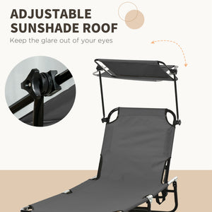 2 Piece Folding Outdoor Chaise Lounges, Pool Tanning Chairs with Reclining Back, Sunshade for Beach, Patio – view 4
