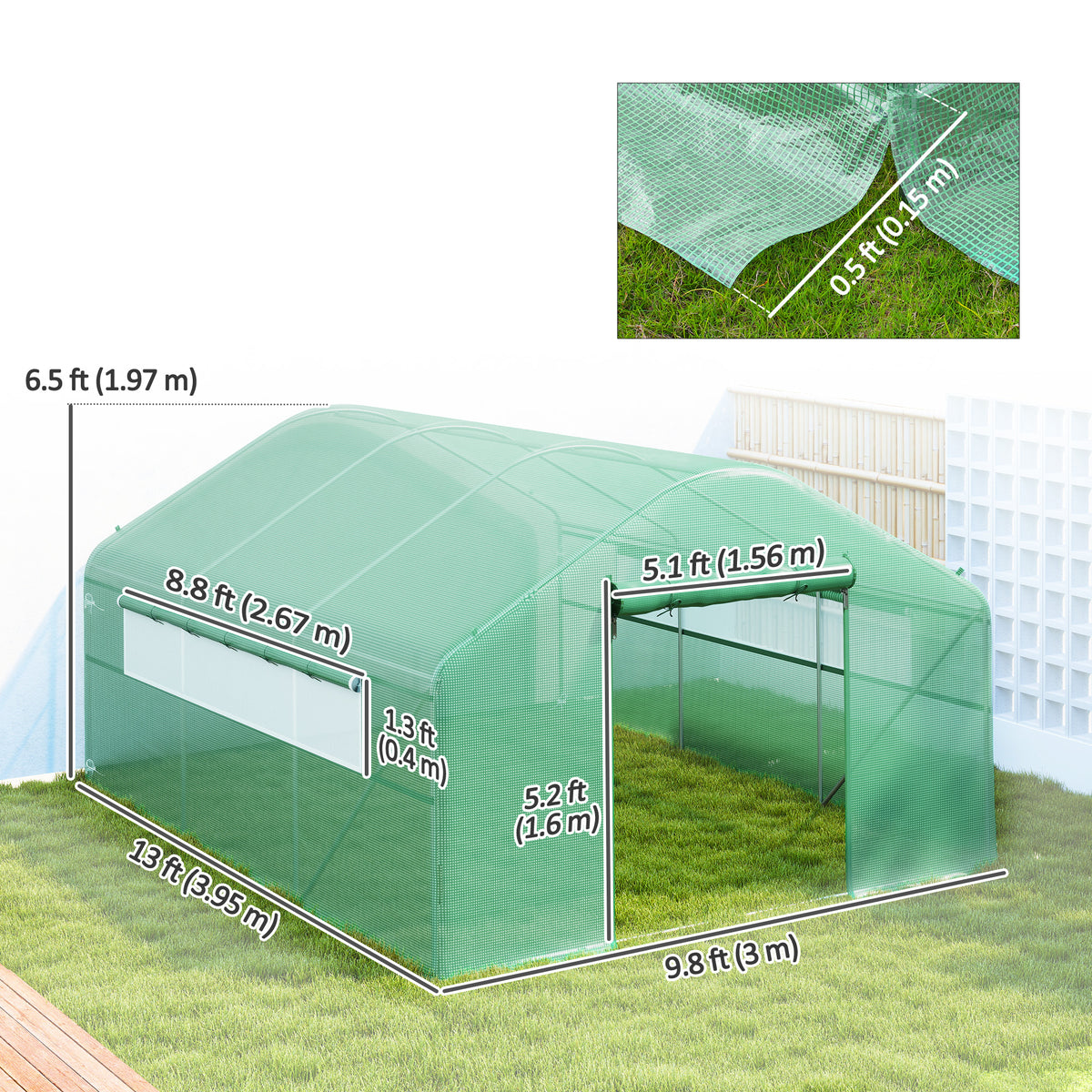Walk-in Tunnel Greenhouse with Galvanized Steel Frame, Doors & Windows, Wind Resistant – view 2