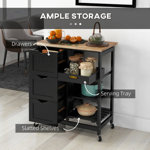 Kitchen Cart on Wheels, Rolling Kitchen Island Cart with Wood Top – view 3