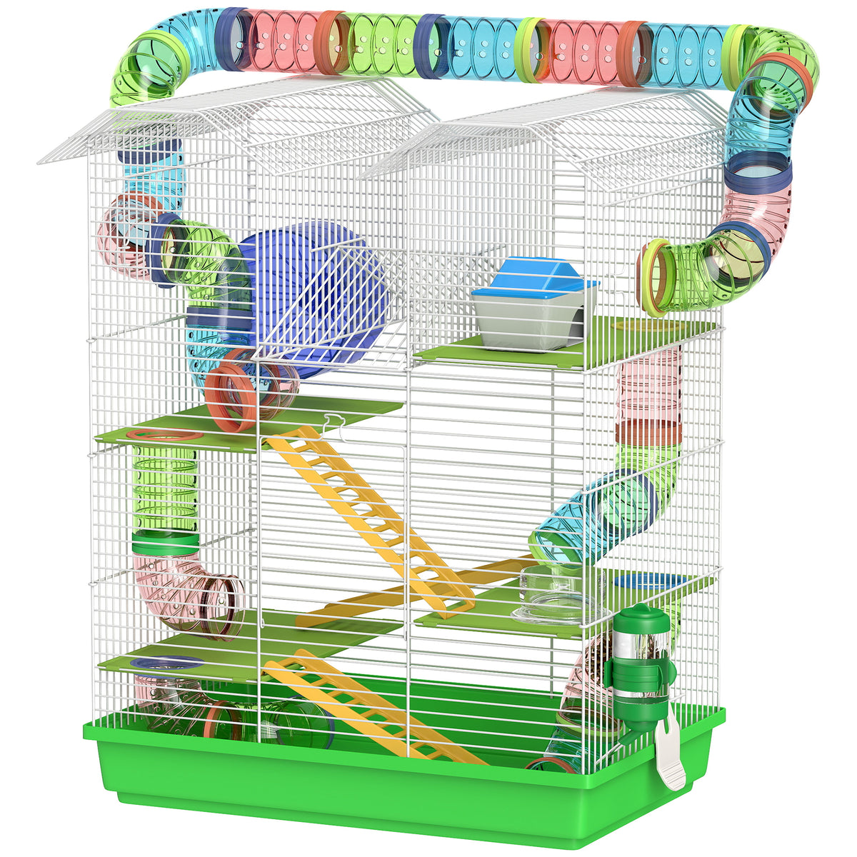 18.5" Hamster Cage, 5 Tiers Small Animal House with Tunnel Tube System, Exercise Wheel, Water Bottle, Blue – view 8