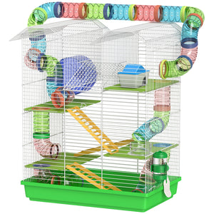 18.5" Hamster Cage, 5 Tiers Small Animal House with Tunnel Tube System, Exercise Wheel, Water Bottle, Blue – view 8