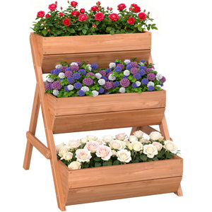 3 Tier Elevated Planter Box, Vertical Wooden Raised Garden Bed for Flowers, Vegetables, 26" x 30" x 30"