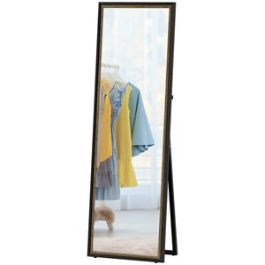 Full Length Mirror, 64" x 21" Rectangle Full Body Mirror with Dual-Tone Frame for Bedroom, Black