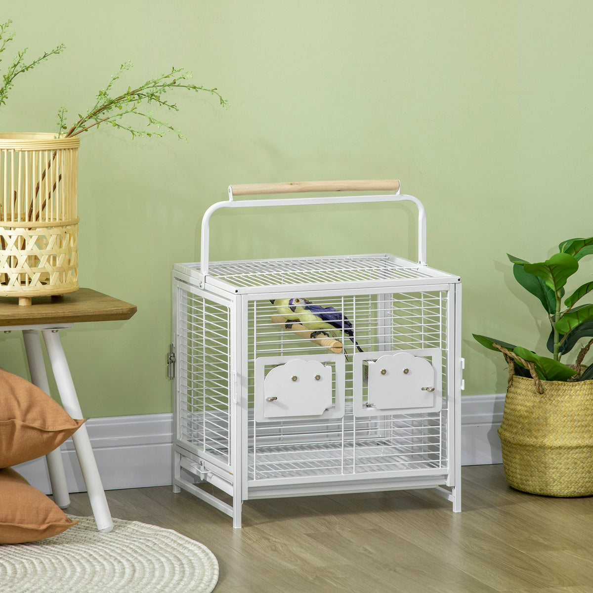 Bird Travel Carrier Cage, Portable Metal Bird Cage for Parrots Conures Cockatiel Parakeets with Stand – view 7