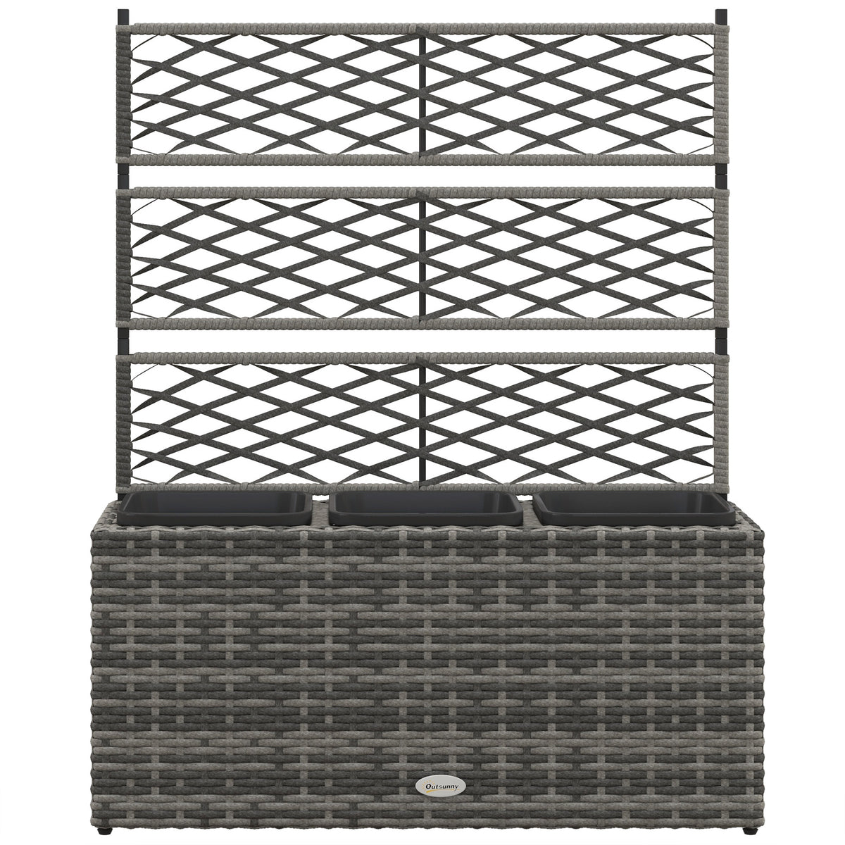 Wicker Raised Garden Bed with Trellis, 42" Tall Outdoor Planter Box, Mixed Grey
