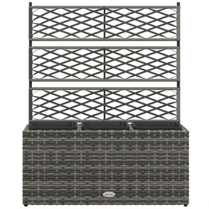 Wicker Raised Garden Bed with Trellis, 42" Tall Outdoor Planter Box, Mixed Grey