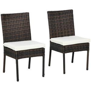 PE Rattan Outdoor Dining Chairs with Cushion, Patio Wicker Dining Chair with Backrest, Brown