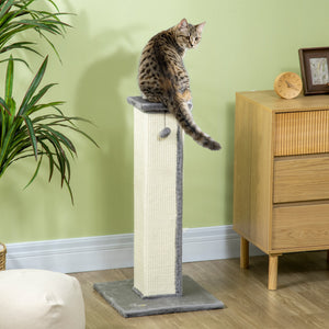 32" Tall Cat Scratching Post for Indoor Cats and Kittens, Sisal Cat Scratcher with Hanging Ball Soft Plush – view 21