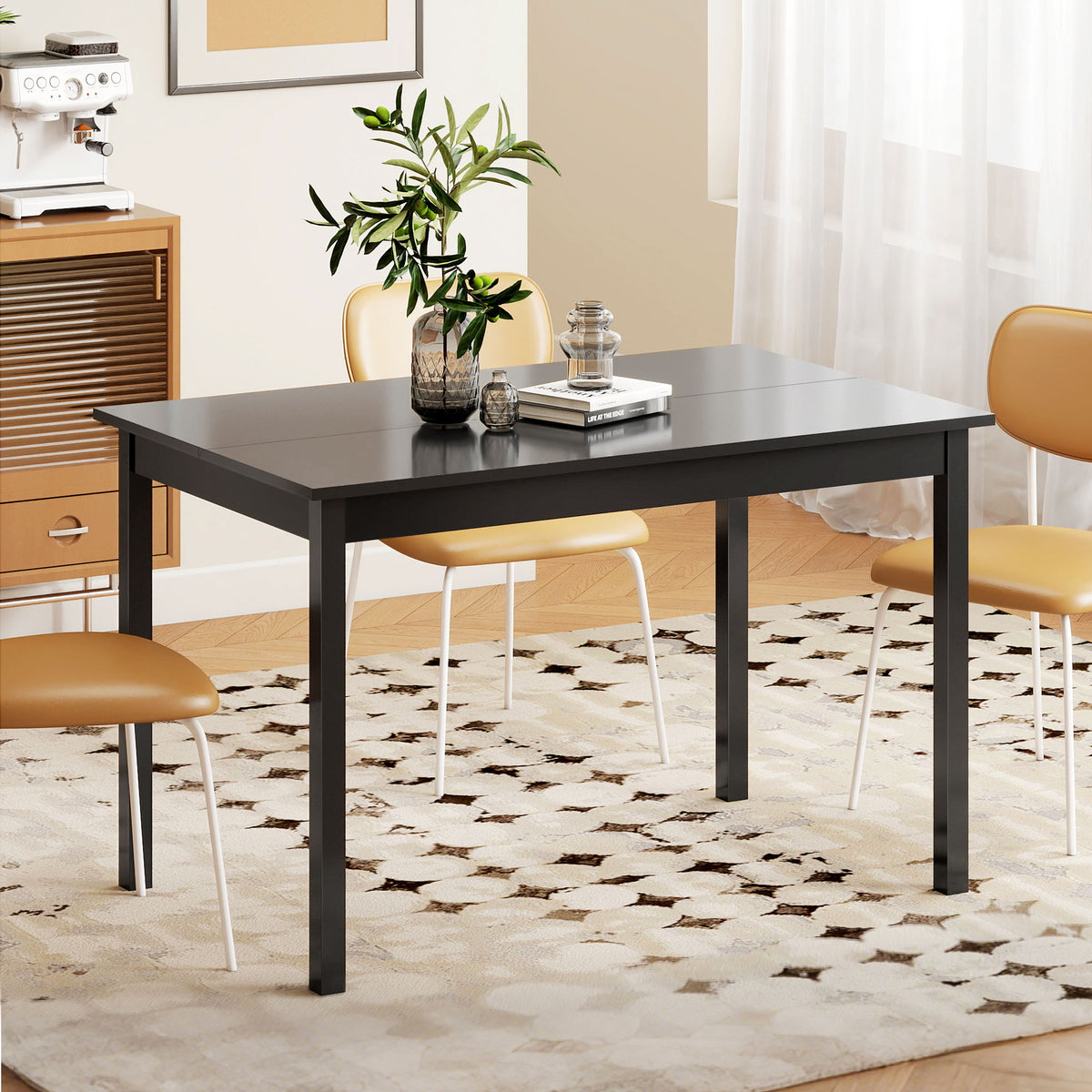 47" x 30" Dining Table, Farmhouse Dining Room Table with Pine Wood Frame, Space Saving Kitchen Table, Black – view 7