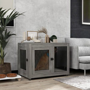 Pet Crate End Table with Water-resistant Cushion or Large Medium Dogs, Black – view 21