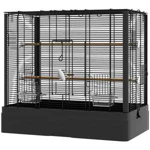 22" Bird Cage for Budgie Finches Canaries Love Birds with Wooden Stands, Slide-Out Tray, Handles