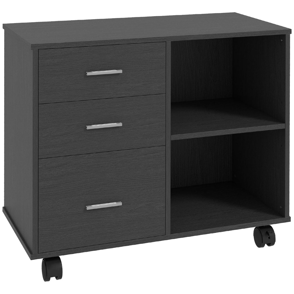 Modern Lateral Filing Cabinet, 3 Drawer File Cabinet for Letter and A4 Size Documents, Mobile