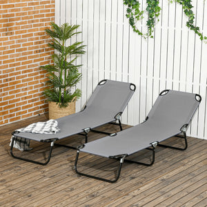 Set of 2 Folding Outdoor Lounge Chair, Sun Tanning Chairs with Reclining Back – view 20