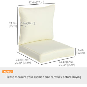 Patio Chair Cushions, Thick Deep Seat Outdoor Seat Cushion with Back Cushion, Cream White