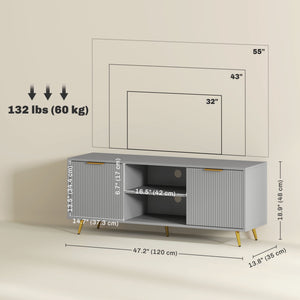 TV Stand with Storage for 55 Inch TV, Modern TV Cabinet with 2 Open Shelves and 2 Cabinets for Living Room – view 9