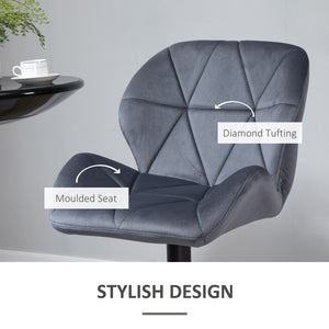 Bar Stool Set of 2 Fabric Adjustable Height Armless Upholstered Counter Chairs with Swivel Seat, Black – view 13