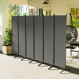 6 Panel Folding Room Divider, UV30+ Privacy Screen, Indoor Outdoor Privacy Panel with Stable Base, Beige – view 21