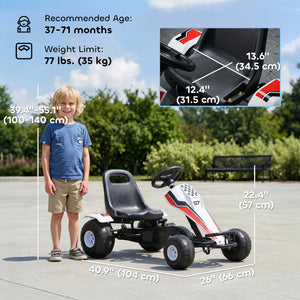 Aosom Kids Pedal Go Kart Children Racing Style Ride on Car with Adjustable Seat, Plastic Wheels, Handbrake and Shift Lever for 3-6 Years Old