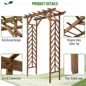 79" Plant Trellis, Arched Garden Arbour with Pergola Style Roof, Fir Wood Frame for Climbing Vines