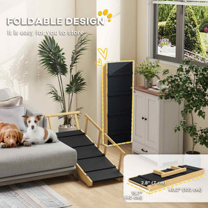 Adjustable Dog Stairs Foldable Dog Steps with Non-slip Mat for Small to Large Dogs for High Bed Sofa Couch