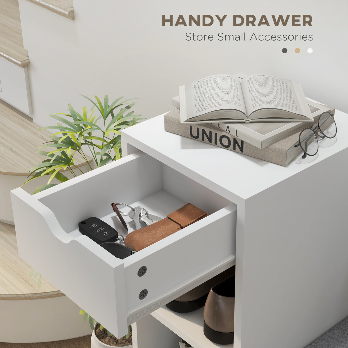 Upholstered Shoe Storage Bench w/ Seat, Entrance Bench w/ Drawer and 6 Open Shelves for Hallway, Grey – view 18