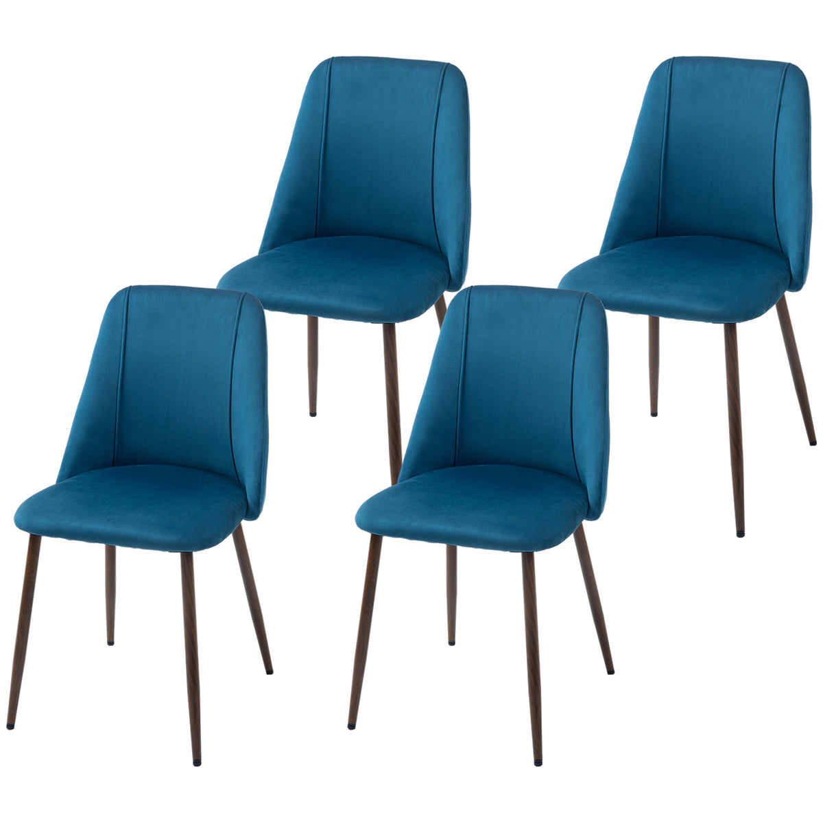 Upholstered Dining Chairs Set of 4, Velvet Accent Chair with Back and Wood-grain Steel Leg for Kitchen – view 6