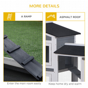 2-tier Wood Rabbit Hutch Backyard Bunny Cage Small Animal House w/ Ramp and Outdoor Run, Yellow – view 13