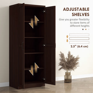 63" Kitchen Storage Cabinet, 5-tier Pantry Cabinet with Doors and Adjustable Shelves for Dining Room, Black – view 11