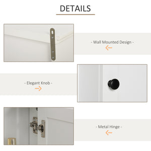 Bathroom Wall Cabinet, Wall Mounted Medicine Cabinet with 3 Open Shelves and Storage Cupboard for Laundry Room, White